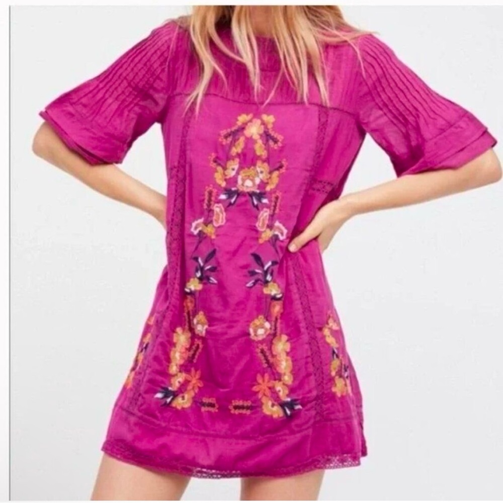Free People Perfectly Victorian Embroidered Mini Dress